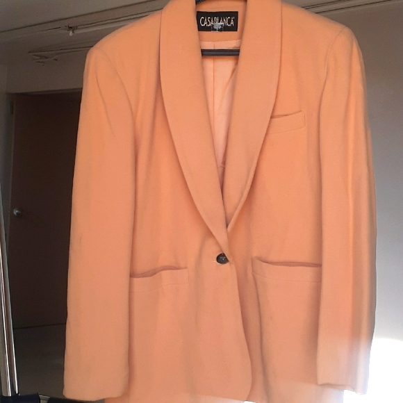 Vtg Casablanca YELLOW Wool Blazer DRESS SIZE 6 - Picture 2 of 8